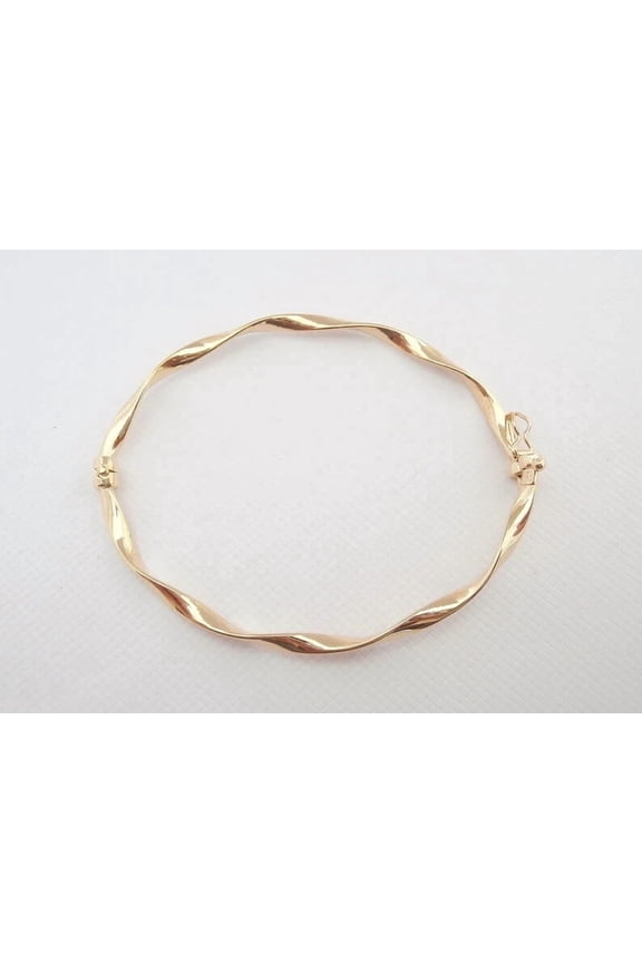 Estate Women's 14K Yellow Gold Finish Bangle 7" Bracelet For Anniversary