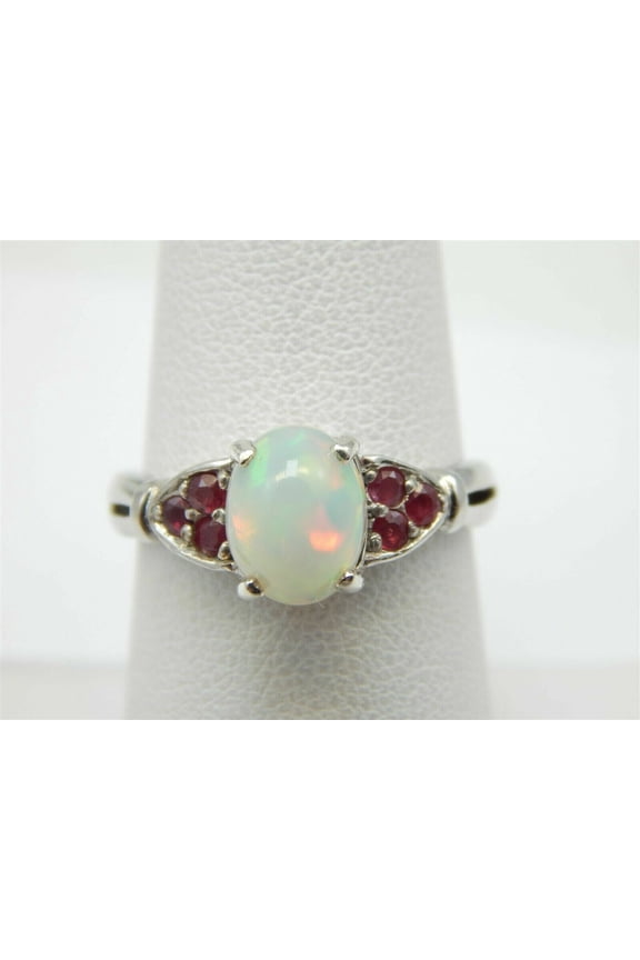 Lab Created Oval Cut Opal Women's Classy Engagement Ring 14K Yellow Gold Over Silver