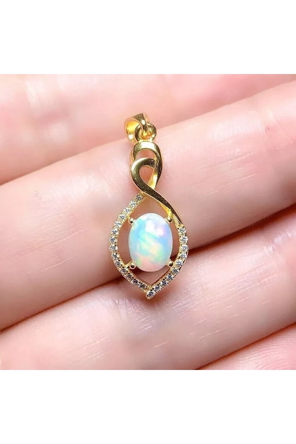Lab Created Oval Fire Opal Women's Pretty Fancy Pendant 14k Yellow Gold Plated