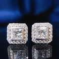 thumbnail image 1 of Lakshya Jewel LLC Princess Cut Cubic Zirconia Women Halo Beautiful Stud Earring 14k White Gold Finish, 1 of 5