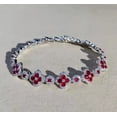 thumbnail image 1 of Lakshya Jewel LLC Round Cut Red Cubic Zirconia Flower Tennis Women's Bracelet 14k White Gold Finish, 1 of 5