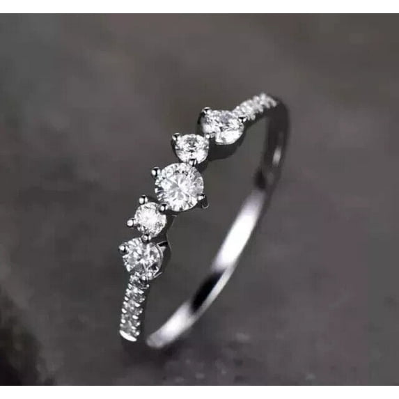 Lakshya jewel LLC for Women Wedding Band Ring Cubic Zirconia Round Cut 14k White Gold Plated Silver