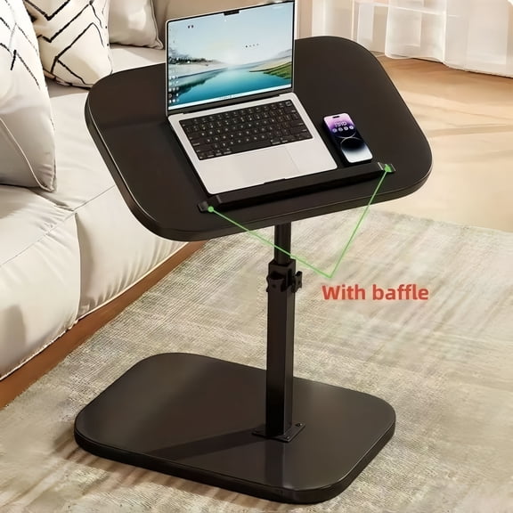 Lakwi Adjustable C-Shaped Side Table, Height & 360° Rotating Tabletop, Space-Saving Slides Under Sofa/Bed, for Laptop TV Tray, Bedroom Dorm, Modern