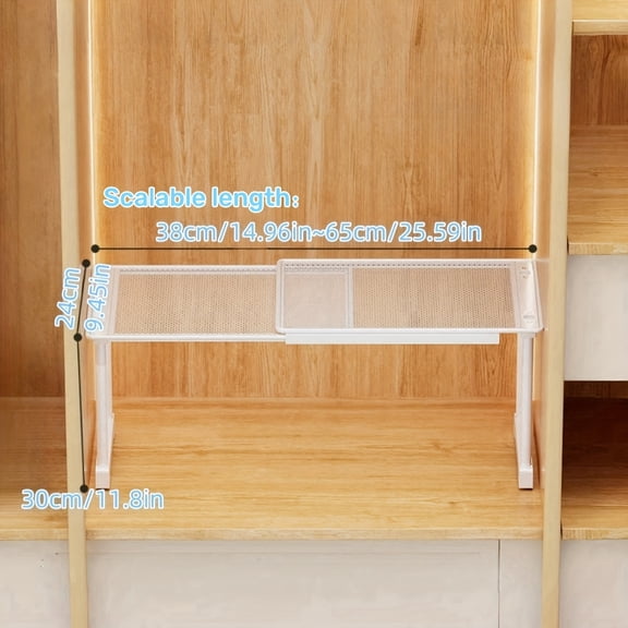 Lakwi Expandable Layered Shelf for Wardrobe & Closet Organization, Adjustable Wall Mounted Storage Rack with Telescopic Design, Multi-Functional Shelf for Kitchen Bedroom Bathroom