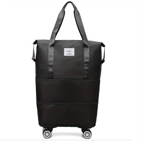 Lakwi Large-Capacity Foldable Travel Storage Bag, Durable Nylon Material, Black, Multifunctional Portable with Wheels, Fits Overhead Luggage Compartment for Air Travel