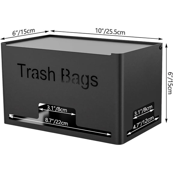 Lakwi Metal Trash Bag Holder, Stackable Trash Bag Organizer, Extra-Large Capacity Garbage Bag Storage Rack, Under Sink or Wall-Mounted, Black Metal, for Kitchen Laundry Room