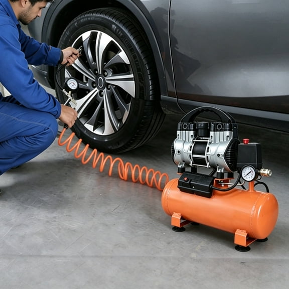 Lakwi Quiet Low Noise Oil Free Air Compressor, Mini Portable Electric Air Compressor Low Noise for Home, Inflator, Small Pneumatic Tools