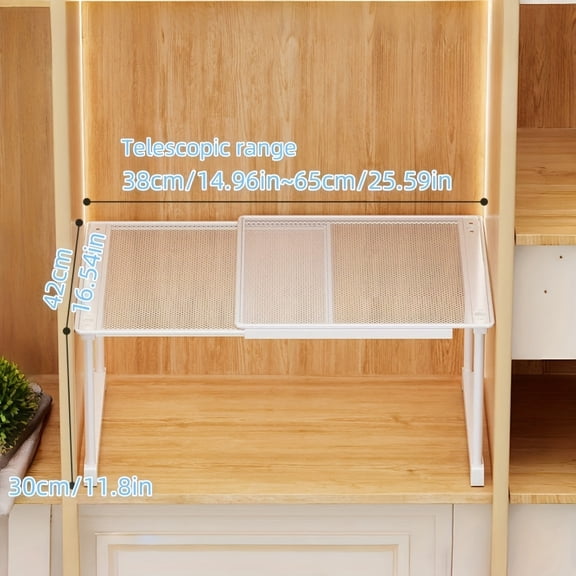 Lakwi Retractable Closet Shelf Dividers, Expandable Spice Rack for Kitchen Cabinet, Stackable Storage Shelves for Cabinets Countertops Closets, Adjustable, Height 11.81", Utility Racks