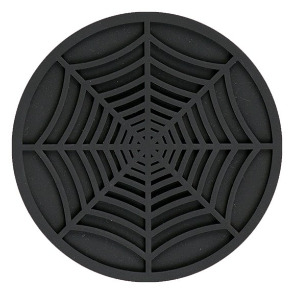 Lakwi Silicone Spider Web Coasters for Drinks - 6 Pack Unique Design, 4-Inch Black Coaster Set, Halloween Party Decor