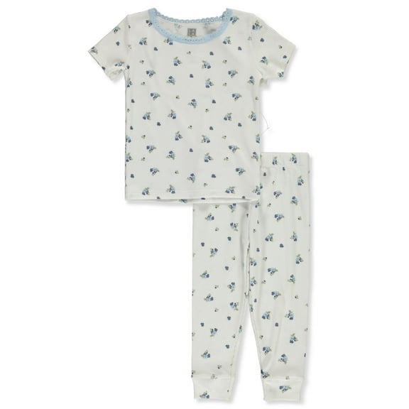 Lala Girls' 2-Piece Flower Pajamas Set Color: white Size: 2t