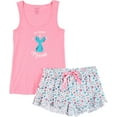 thumbnail image 1 of Lala Sleepwear Juniors Mermaid Pajama Shorts Set Small Pink multi, 1 of 2
