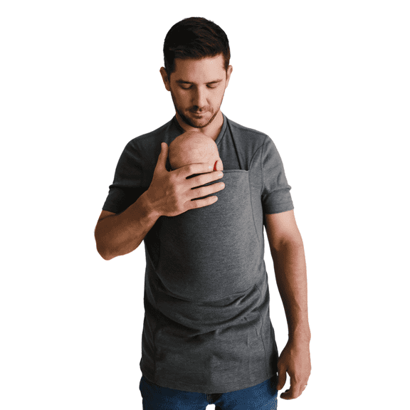 Lalabu The Dad Shirt, Hands-Free Baby Carrier for Newborns Up to 15 Lbs, Gray, S