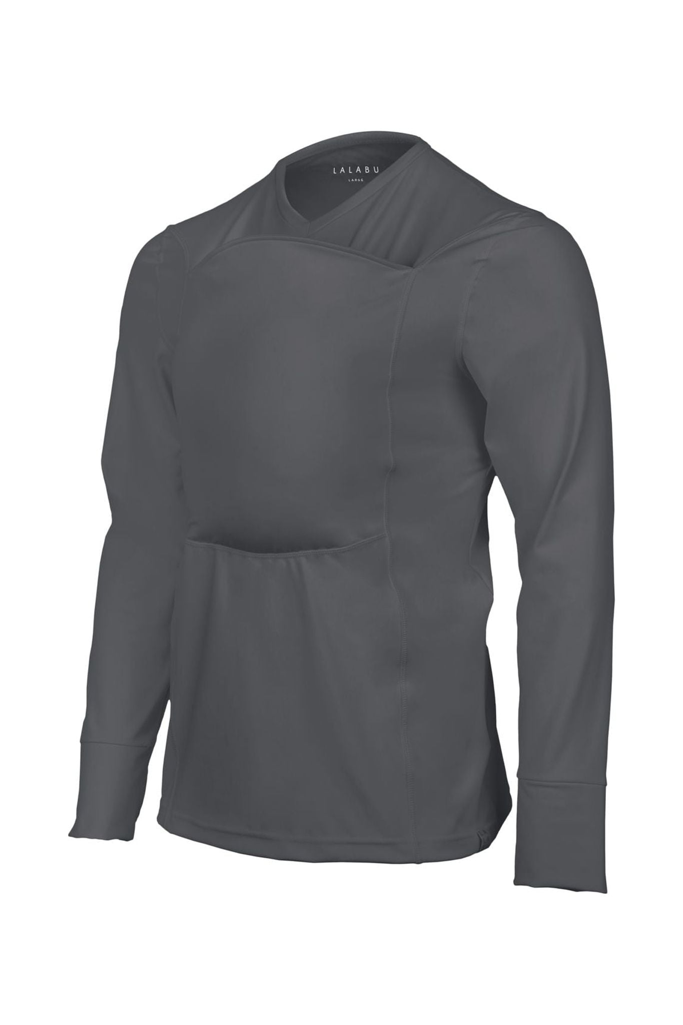 Lalabu Long Sleeve Dad Shirt | Baby Carrier | Baby Wrap | Babywearing | for Dads | Large | Gray