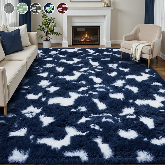 Lalado 5ft x 8ft Shag Area Rug, Soft Fluffy Indoor Area Rugs for Living Room Bedroom Decor Carpet, Blue
