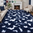 thumbnail image 1 of Lalado 5ft x 8ft Shag Area Rug, Soft Fluffy Indoor Tie-Dye Area Rugs for Living Room Bedroom Decor Carpet, Blue & White, 1 of 8