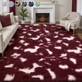 thumbnail image 1 of Lalado 5ft x 8ft Shag Area Rug, Soft Fluffy Indoor Tie-Dye Area Rugs for Living Room Bedroom Decor Carpet, Red & White, 1 of 8