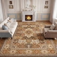 thumbnail image 1 of Lalado 5ft x 8ft Area Rugs for Living Room Washable Rugs Boho Floral Carpet Soft Low Pile Non-Slip Rug for Bedroom Dining Room Indoor Vintage Home Decor, Brown, 1 of 11