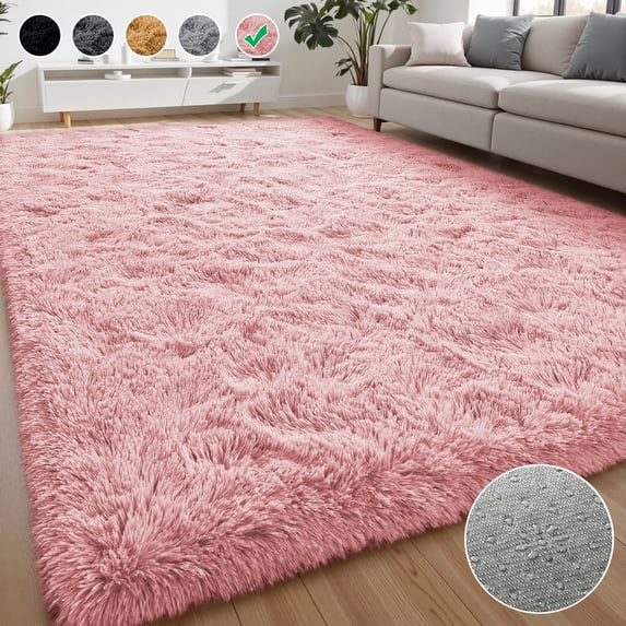 Lalado 5ft x 8ft Shag Area Rug, Soft Fluffy Indoor Area Rugs for Living Room Bedroom Decor Carpet, Pink