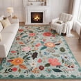 thumbnail image 1 of Lalado 8ft x 10ft Area Rugs for Living Room Washable Rugs Boho Floral Carpet Soft Low Pile Non-Slip Rug for Bedroom Dining Room Indoor Vintage Home Decor, Green, 1 of 11