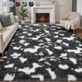 thumbnail image 1 of Lalado 8ft x 10ft Shag Area Rug, Soft Fluffy Indoor Tie-Dye Area Rugs for Living Room Bedroom Decor Carpet, Gray & White, 1 of 8