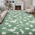thumbnail image 1 of Lalado 8ft x 10ft Shag Area Rug, Soft Fluffy Indoor Tie-Dye Area Rugs for Living Room Bedroom Decor Carpet, Green & White, 1 of 8