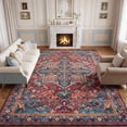 thumbnail image 1 of Lalado 8ft x 10ft Area Rugs for Living Room Washable Rugs Boho Floral Carpet Soft Low Pile Non-Slip Rug for Bedroom Dining Room Indoor Vintage Home Decor, Red, 1 of 11