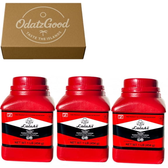Lalahs Madras Curry Powder 1lb (454g) 3-Pack Product of India Curated & Packaged by ODatzGood