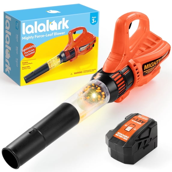 Lalalark Toddler Leaf Blower Electronic Pretend Play Toy Orange with Sounds Lights for Kids Age 3-5