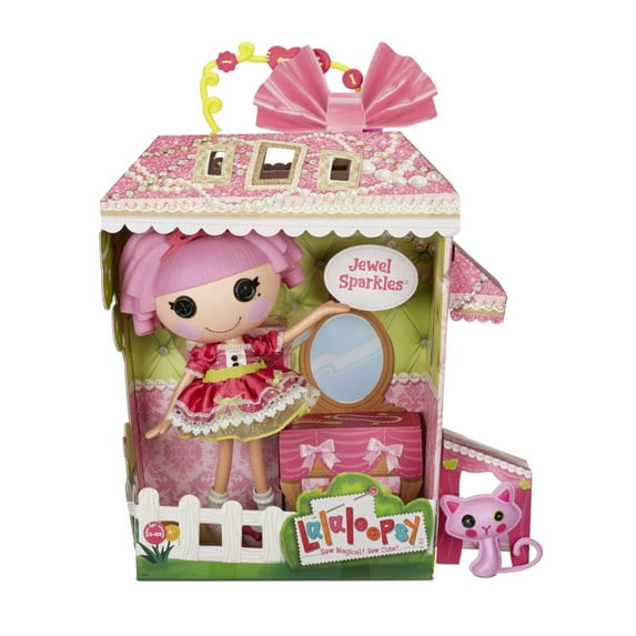 Lalaloopsy Doll Princess Jewel Sparkles with Pet Persian Cat Playset, 13" Doll with Changeable Pink Outfit and Shoes, in Reusable Play House Package, Toys for Girls Ages 3 4 5+ to 103
