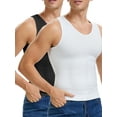 thumbnail image 1 of Lalamelon 2 Pack Mens Compression Shirt Vest Tummy Control Body Shaper V Neck Tank Top Abdomen Undershirts, 1 of 5