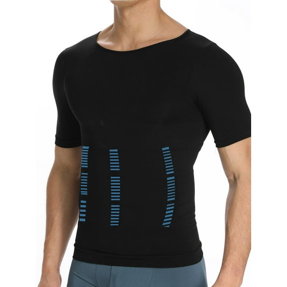 Lalamelon Compression Shirts for Men Shapewear Undershirt Abs Abdomen Slim Short Sleeve Body Shaper