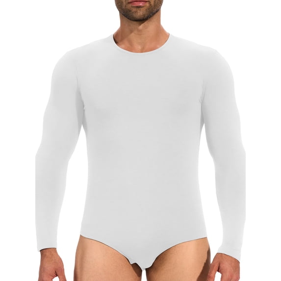 Lalamelon Men Long Sleeve Romper Pajama Bodysuit Rompers Crew Neck Sleepwear Tops One Piece Basic Onesie