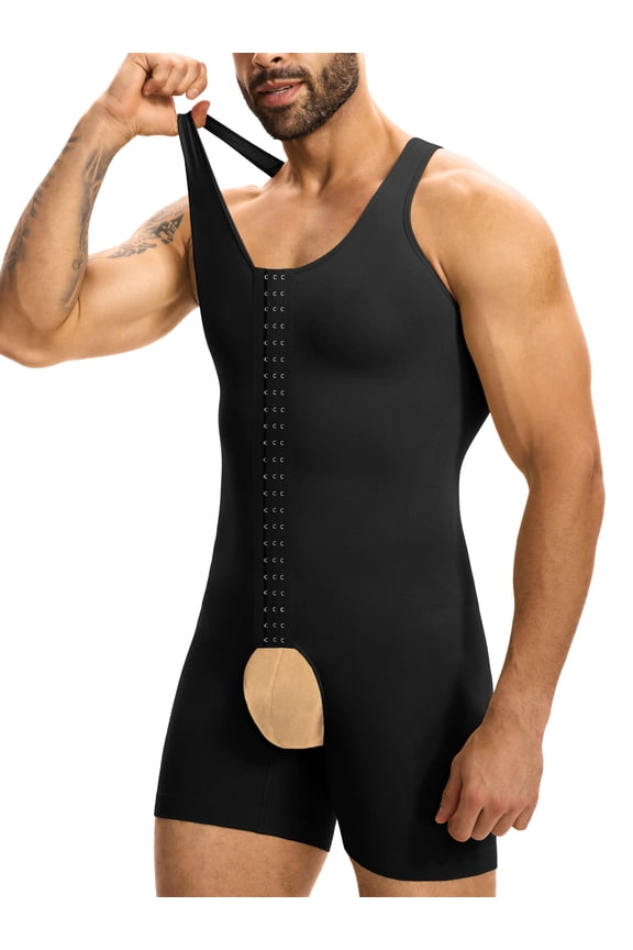 Men Shapewear Tummy Control Full Body Shaper Waist Trainer Abdobmen Compression Bodysuit With Hooks