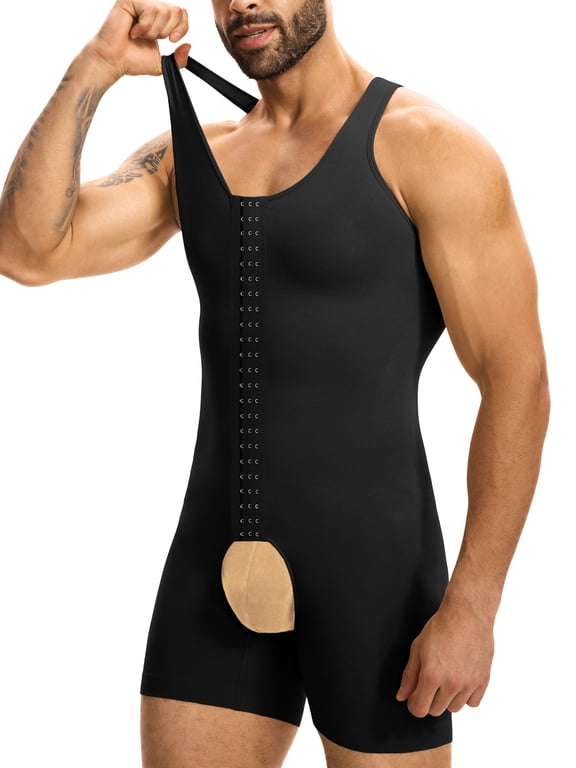 Men Shapewear Tummy Control Full Body Shaper Waist Trainer Abdobmen Compression Bodysuit With Hooks