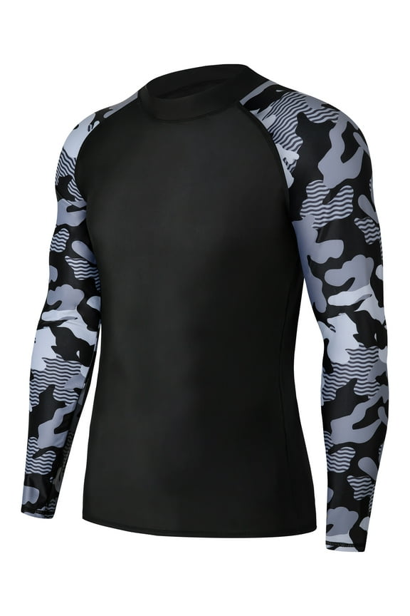Men's UPF 50+ Swim Shirts Sun Protection Long Sleeve Lightweight SPF UV Swimming Rash Guard
