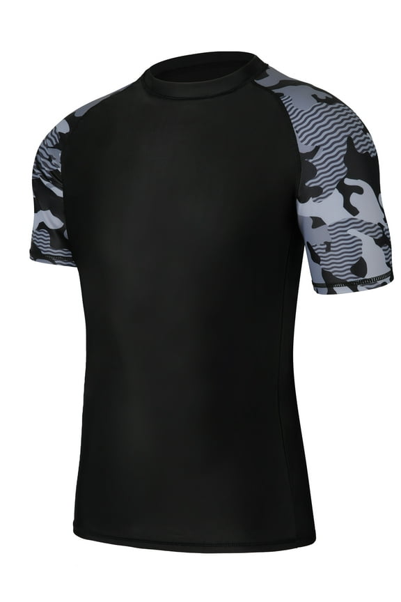 Men's UPF 50+ Swim Shirts Sun Protection Short Sleeve Lightweight SPF UV Swimming Rash Guard