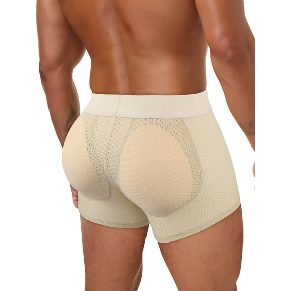 Lalamelon Mens Butt Padded Underwear Mens Mesh Shapewear Boxer Briefs with Butt Enhancing Pads