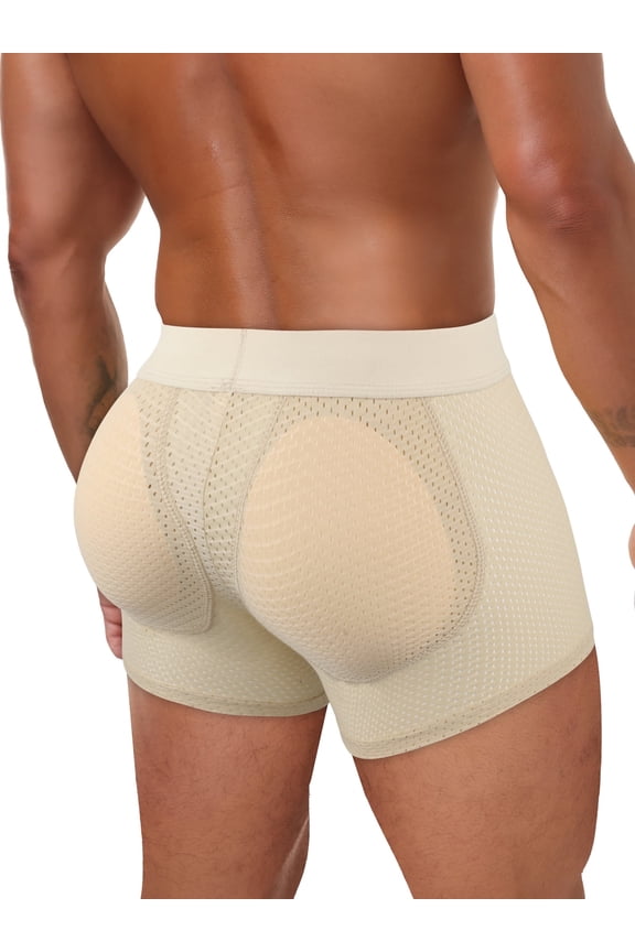 Mens Butt Padded Underwear Mens Mesh Shapewear Boxer Briefs with Butt Enhancing Pads