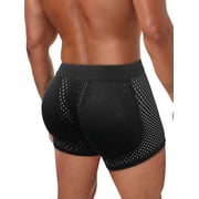 Lalamelon Mens Butt Padded Underwear Mens Mesh Shapewear Boxer Briefs with Butt Enhancing Pads