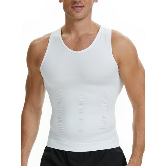 Lalamelon Mens Compression Shirt Tummy Control Body Shaper V Neck Base Layer Tank Top Abdomen Undershirts