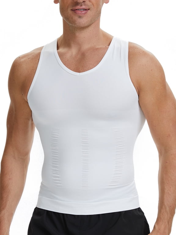 Mens Compression Shirt Tummy Control Body Shaper V Neck Base Layer Tank Top Abdomen Undershirts