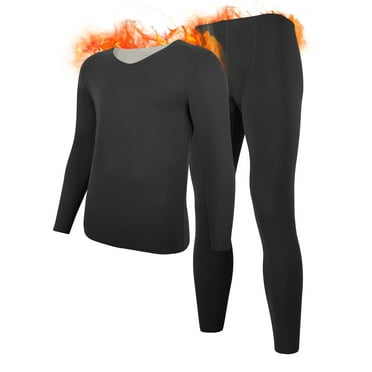 Lalamelon Mens Thermal Underwear Fleece Lined V Neck Long Johns Base Layer Shirts Pant for Cold Winter Weather