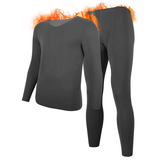 Lalamelon Mens Thermal Underwear Fleece Lined V Neck Long Johns Base Layer Shirts Pant for Cold Winter Weather