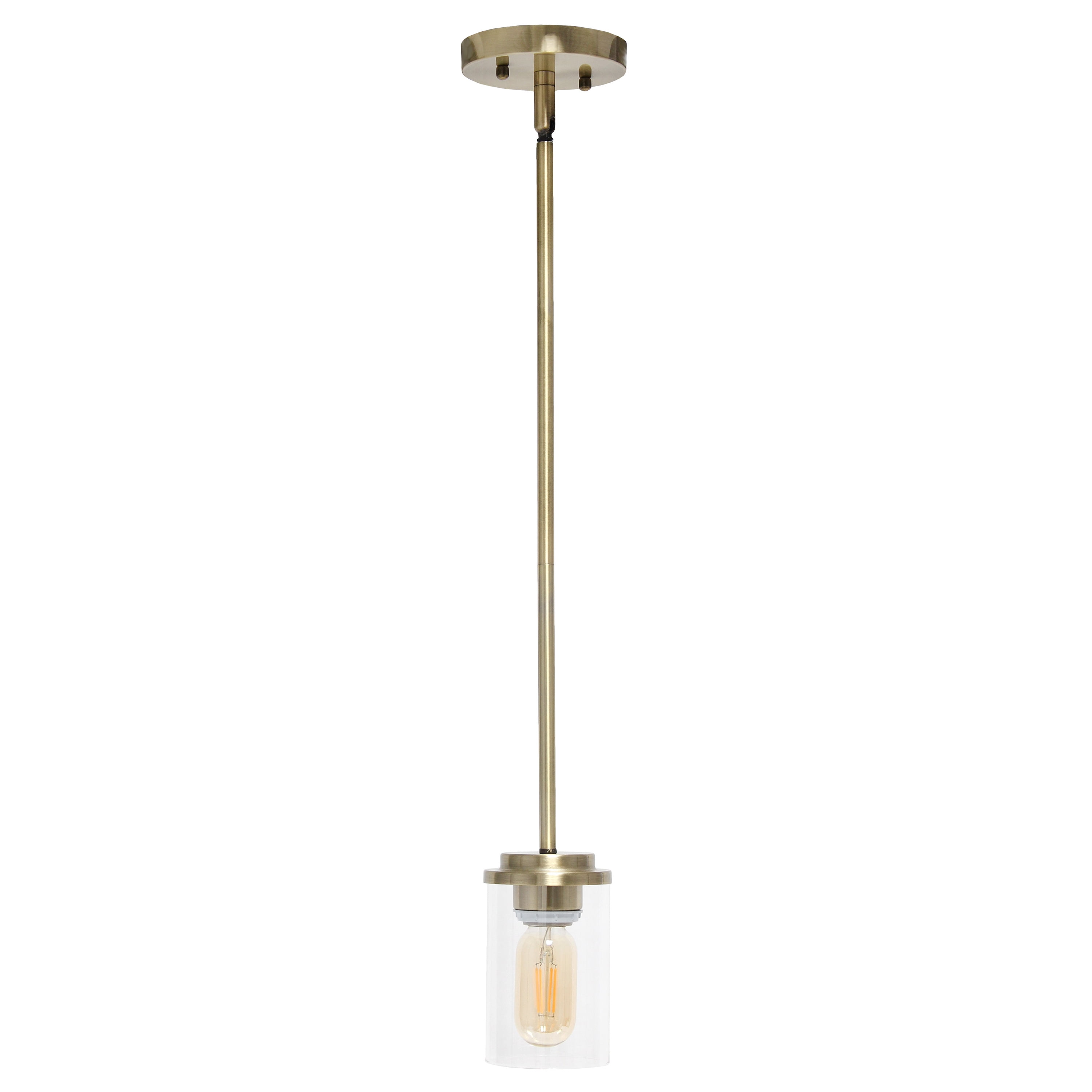 Elegant Farmhouse 53" Antique Brass & Clear Glass Pendant Light
