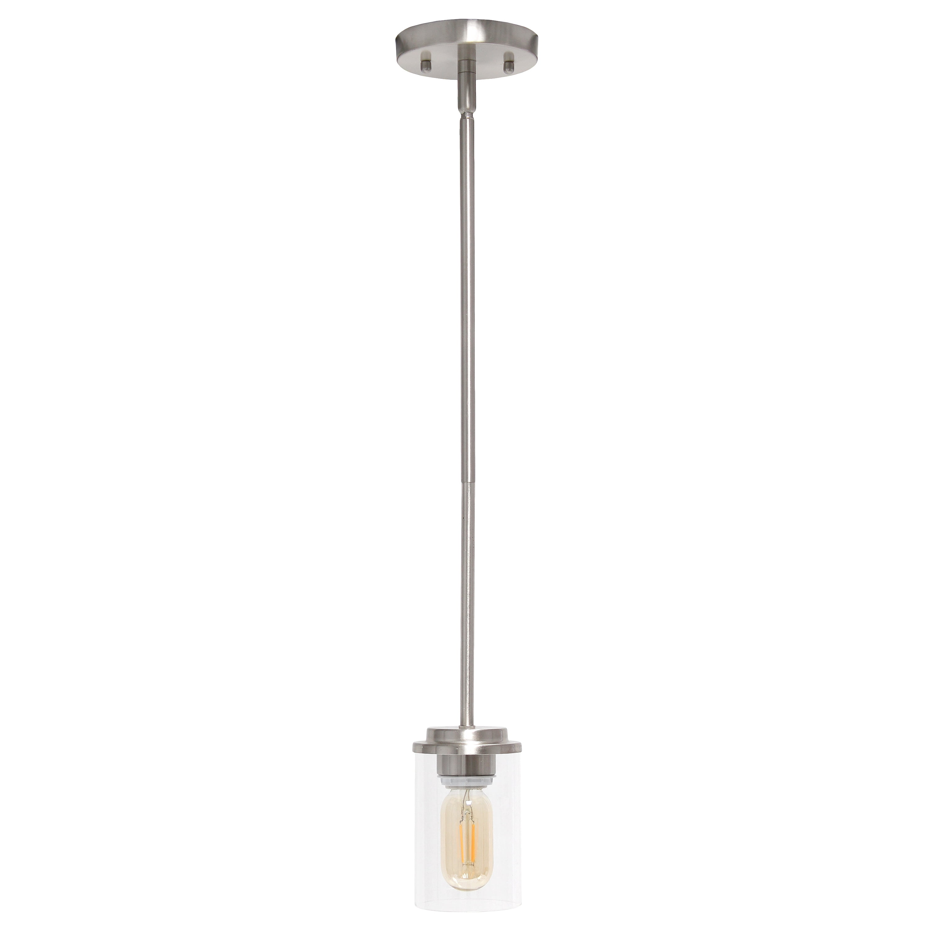 Elegant 53'' Brushed Nickel Industrial Farmhouse Glass Pendant Light