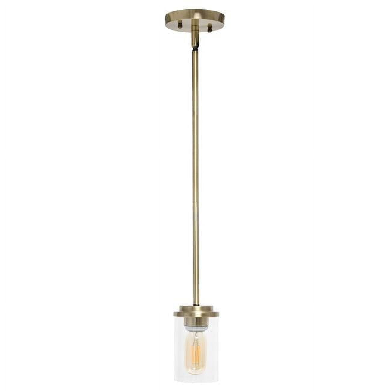 Elegant Farmhouse 53" Antique Brass & Clear Glass Pendant Light