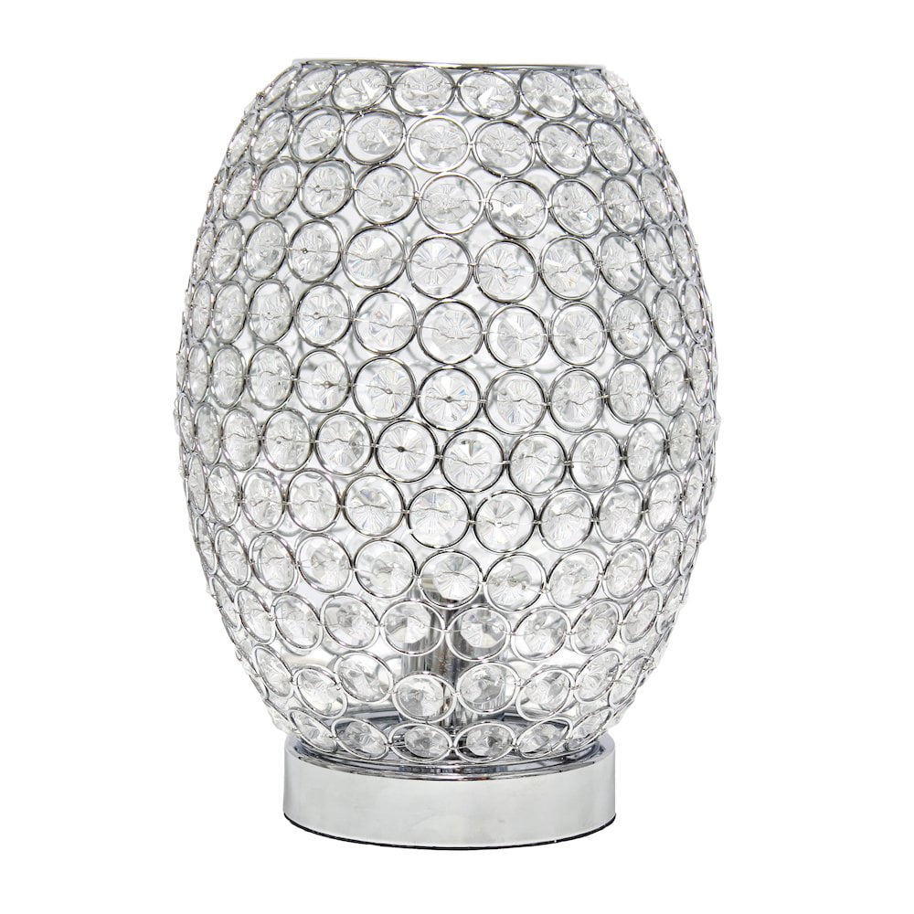 11" Silver Crystal Round Vase Table Lamp with Chrome Base