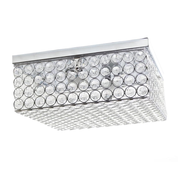 Lalia Home 12" Classix Glam 2-Light Decorative Square Crystal and Metal Flush Mount, Chrome