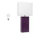 thumbnail image 1 of Lalia Home 21" Leather Modern Bedside Table Lamp with LED Bulb, Eggplant Purple, 1 of 6