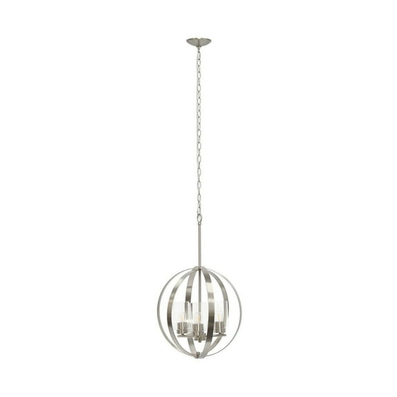 Lalia Home 3-Light 18" Adjustable Industrial Globe Hanging Metal and Clear Glass Ceiling Pendant